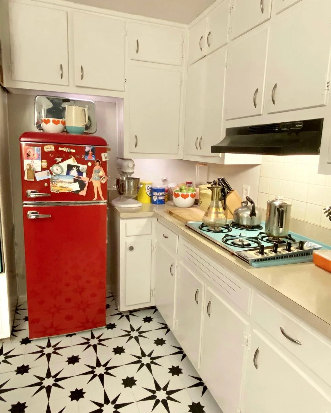 Retro Flair with Red Accents and Star Tiles