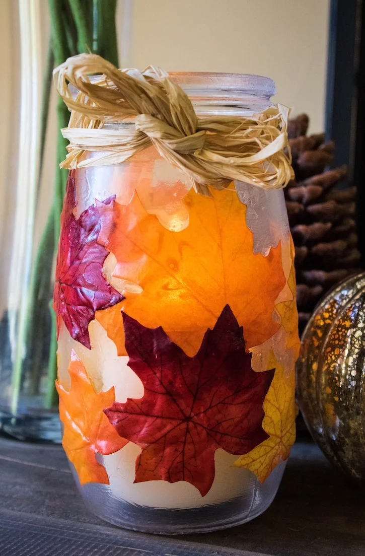 Fall Leaf Candle Mason Jar Crafts