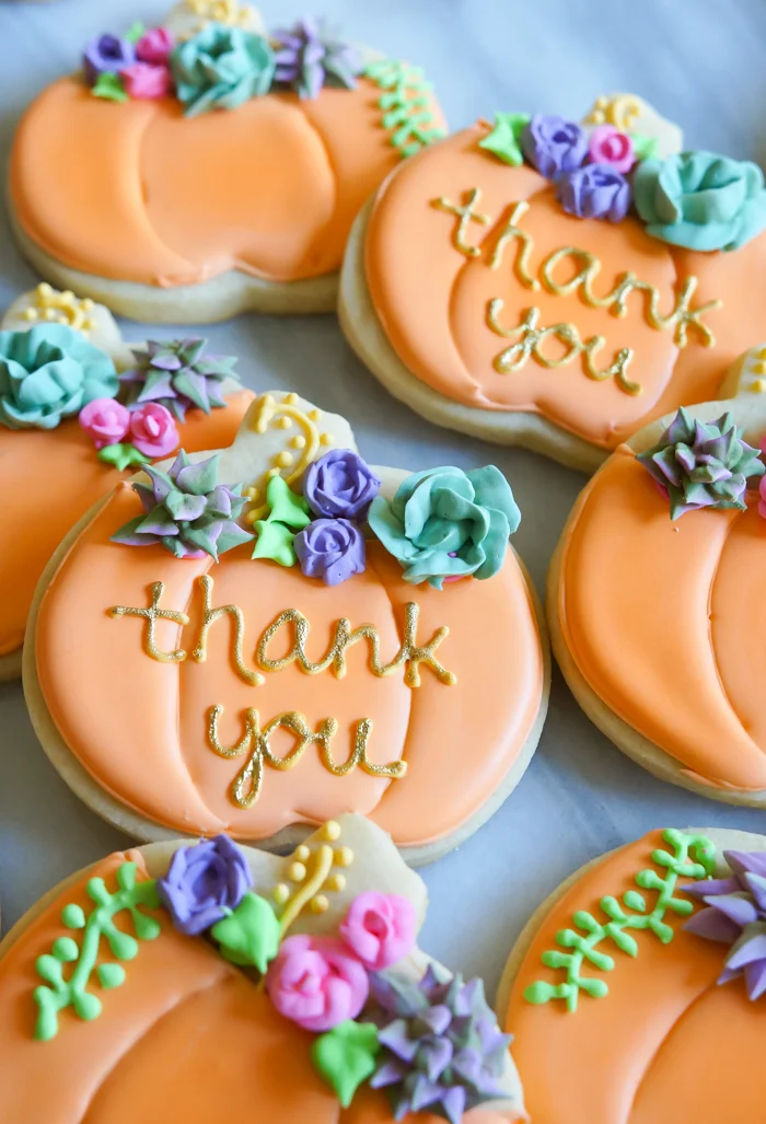 Pumpkin Cookies With Succulents