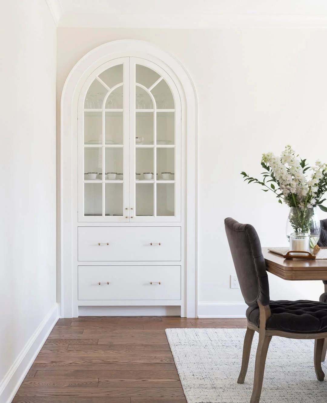 White Arched Built-in Cabinet