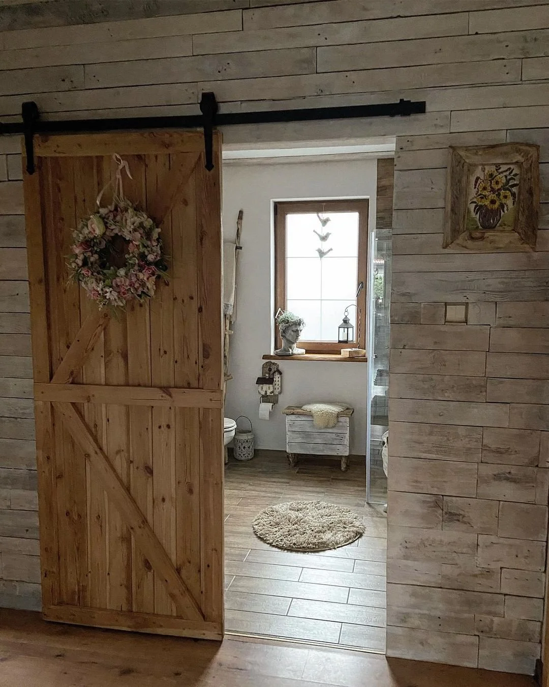 Rustic Barn Door Bathroom