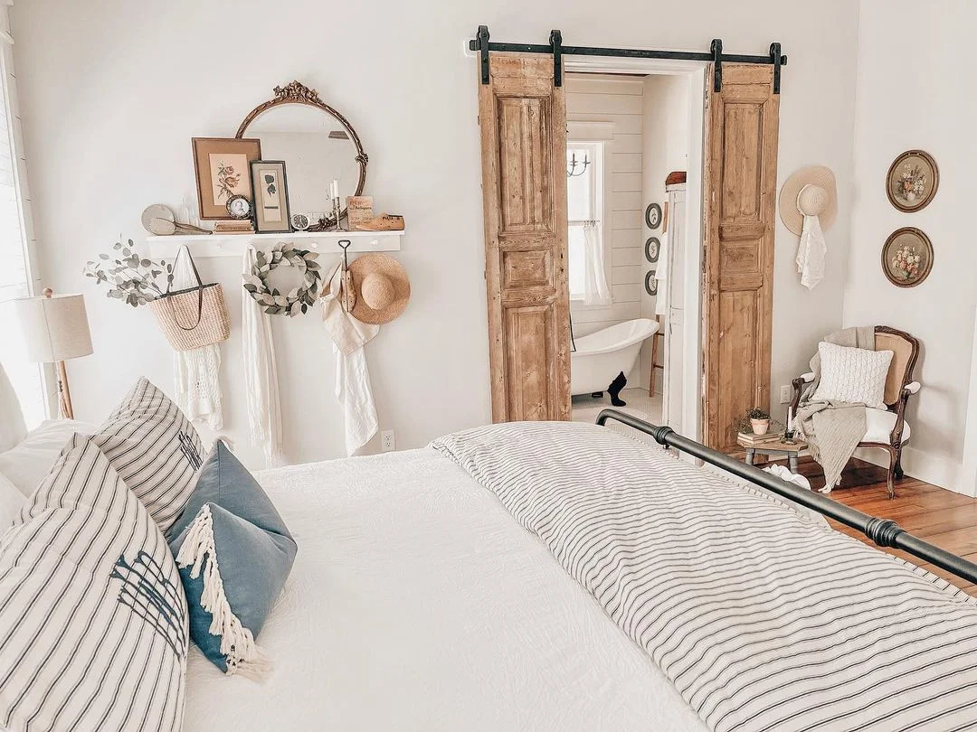 Double Barn Doors to Farmhouse Bathroom