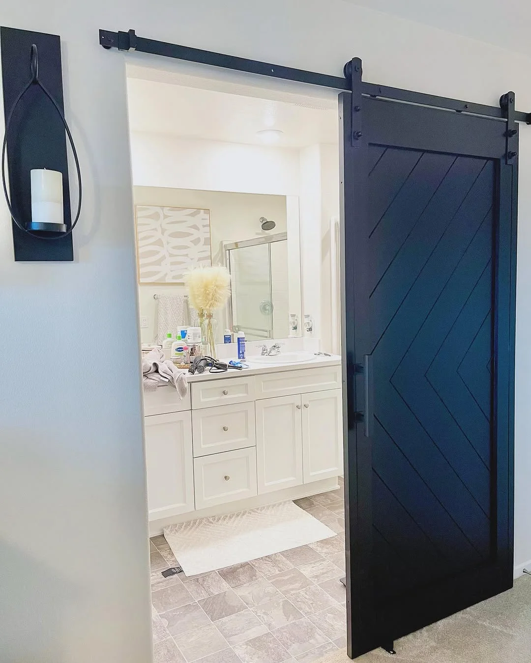 Modern Black Barn Door for Bathroom