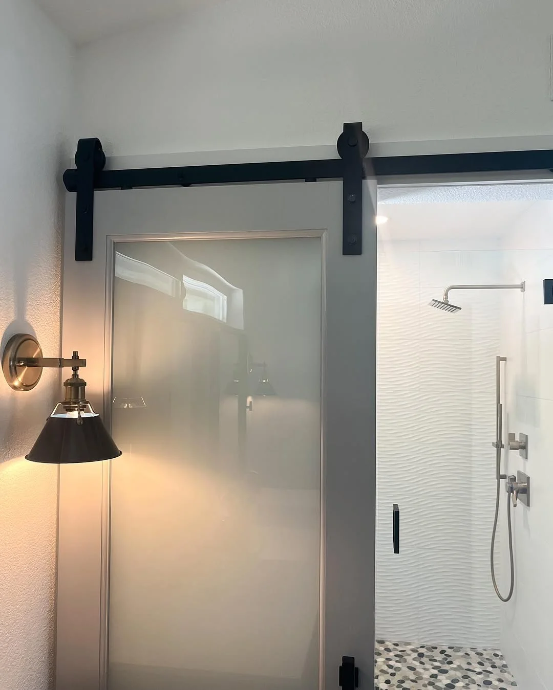 Frosted Glass Barn Door for Shower