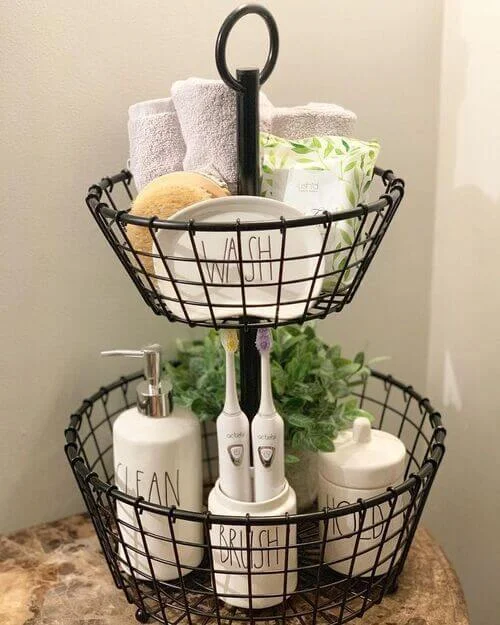 Maximize Your Space with a Metal Two-Tier Basket