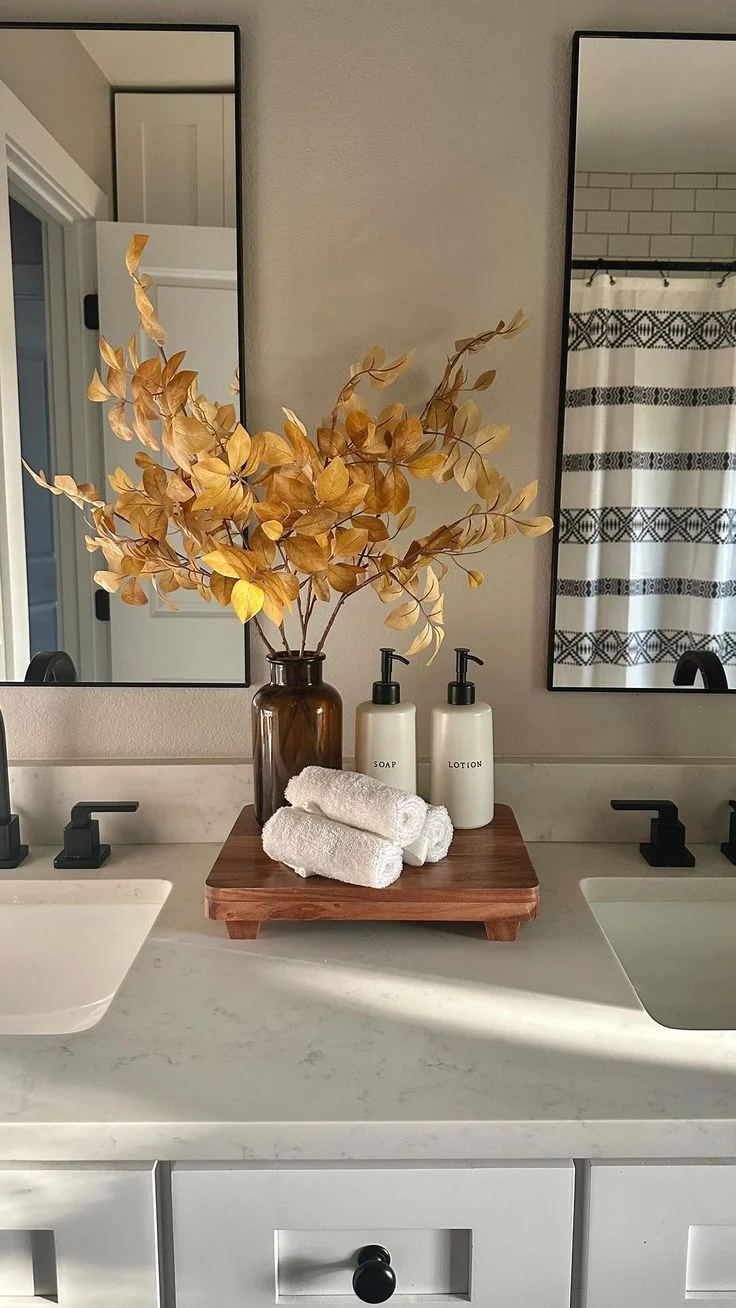 Simple Farmhouse Bathroom Counter