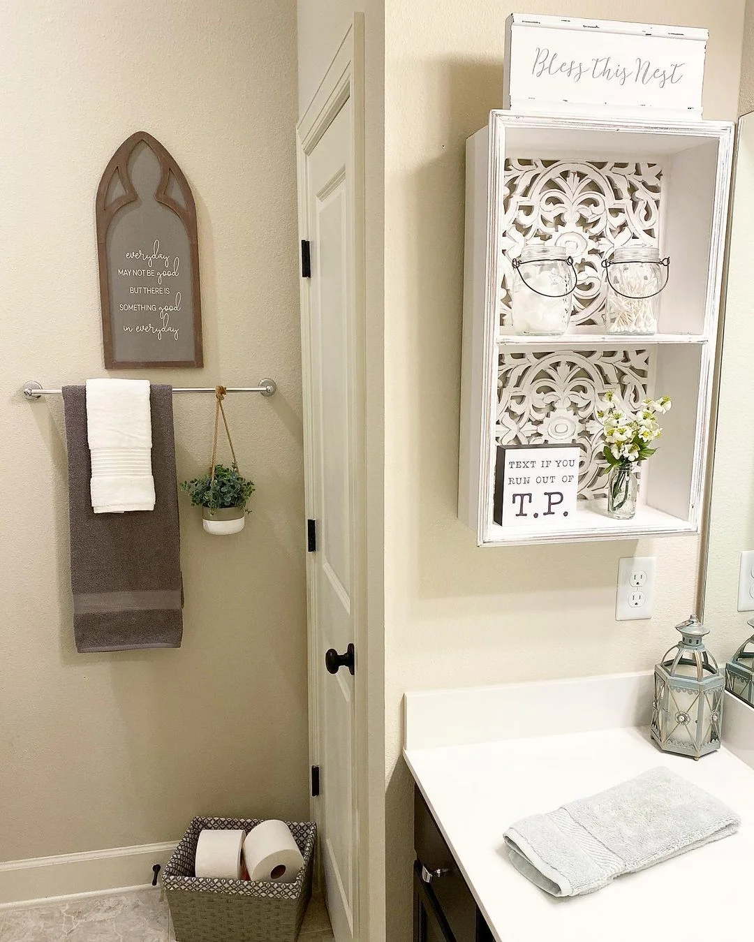 Farmhouse Bathroom Decor with a Touch of Humor