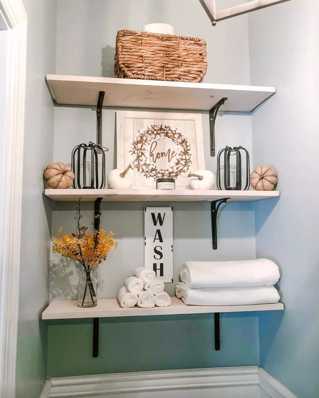 Rustic Fall Bathroom Shelf Decor