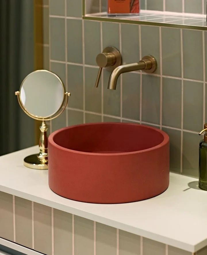 Rustic Red Round Bathroom Sink