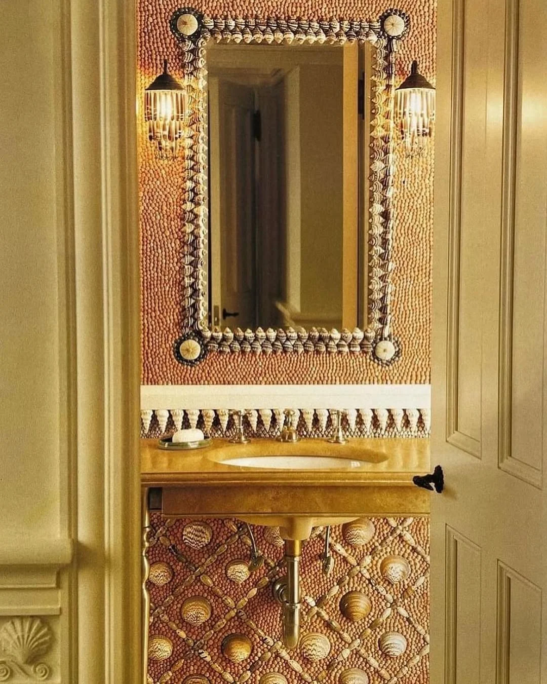 Seashell-Adorned Bathroom Sink