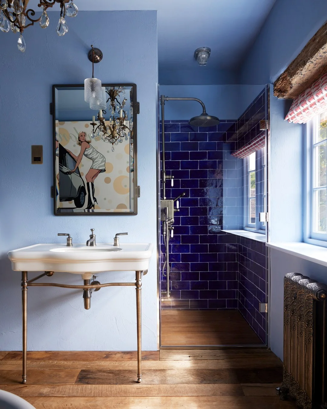 Artistic Flair and Deep Hues for a Stylish Bathroom