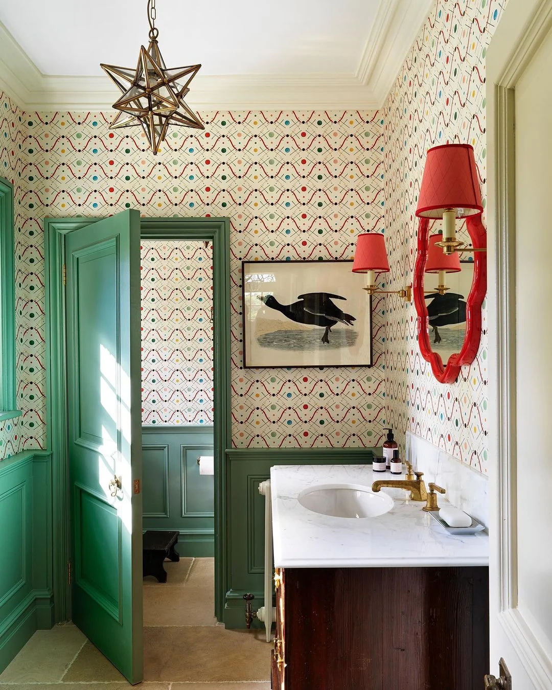 Playful Geometric Bathroom Wallpaper