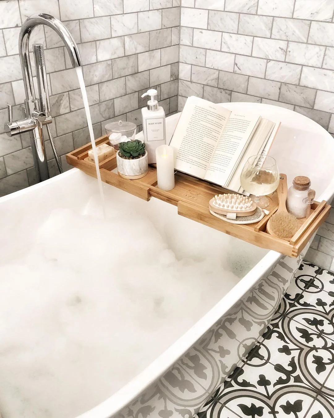 Spa Day Vibes with a Bathtub Book Caddy