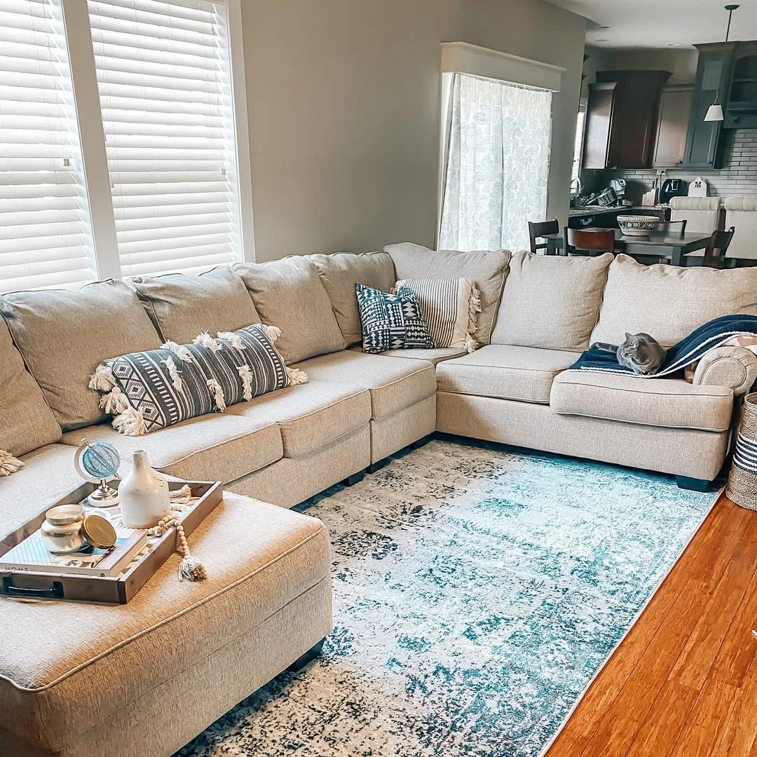 Beige Sectional in Cozy Living Room