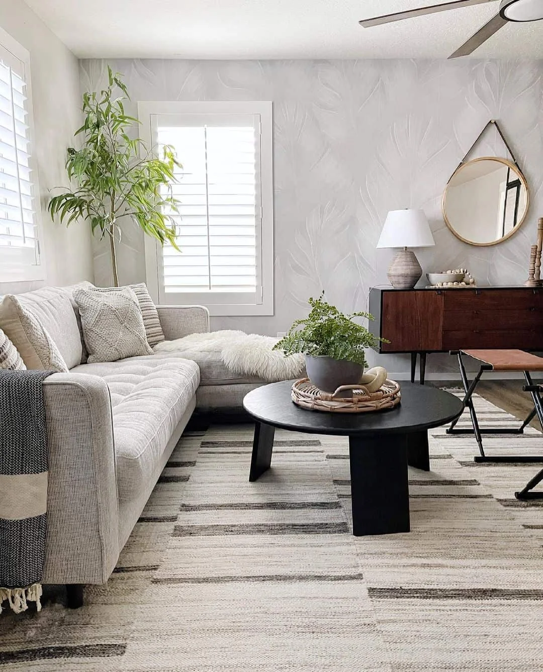 Neutral Living Room with Textured Rug