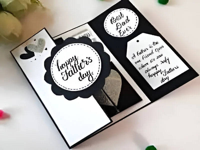 Sleek “Best Dad Ever” Black &amp; White Birthday Card