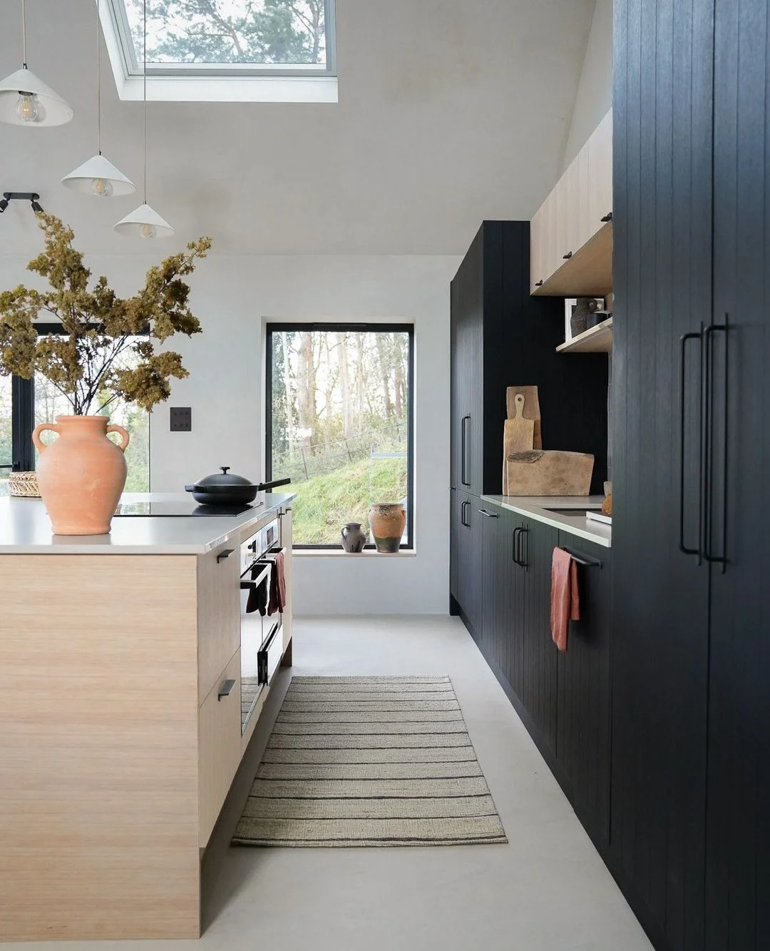 Earthy and Modern: Black and Oak Balance