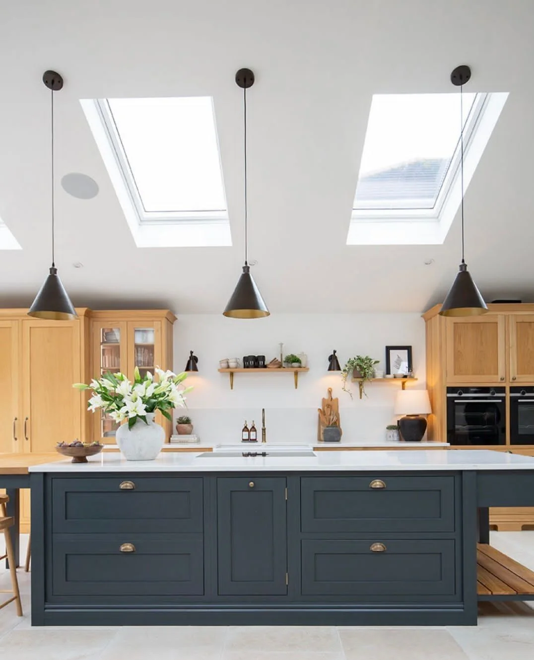 Light-Filled Elegance: Skylit Black Kitchen