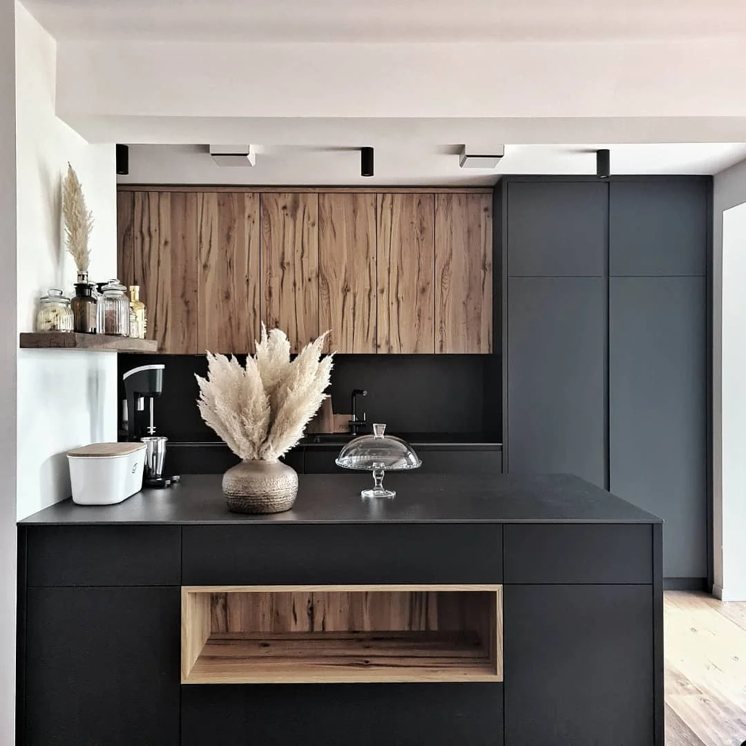 Organic Modern: Black and Wood Harmony