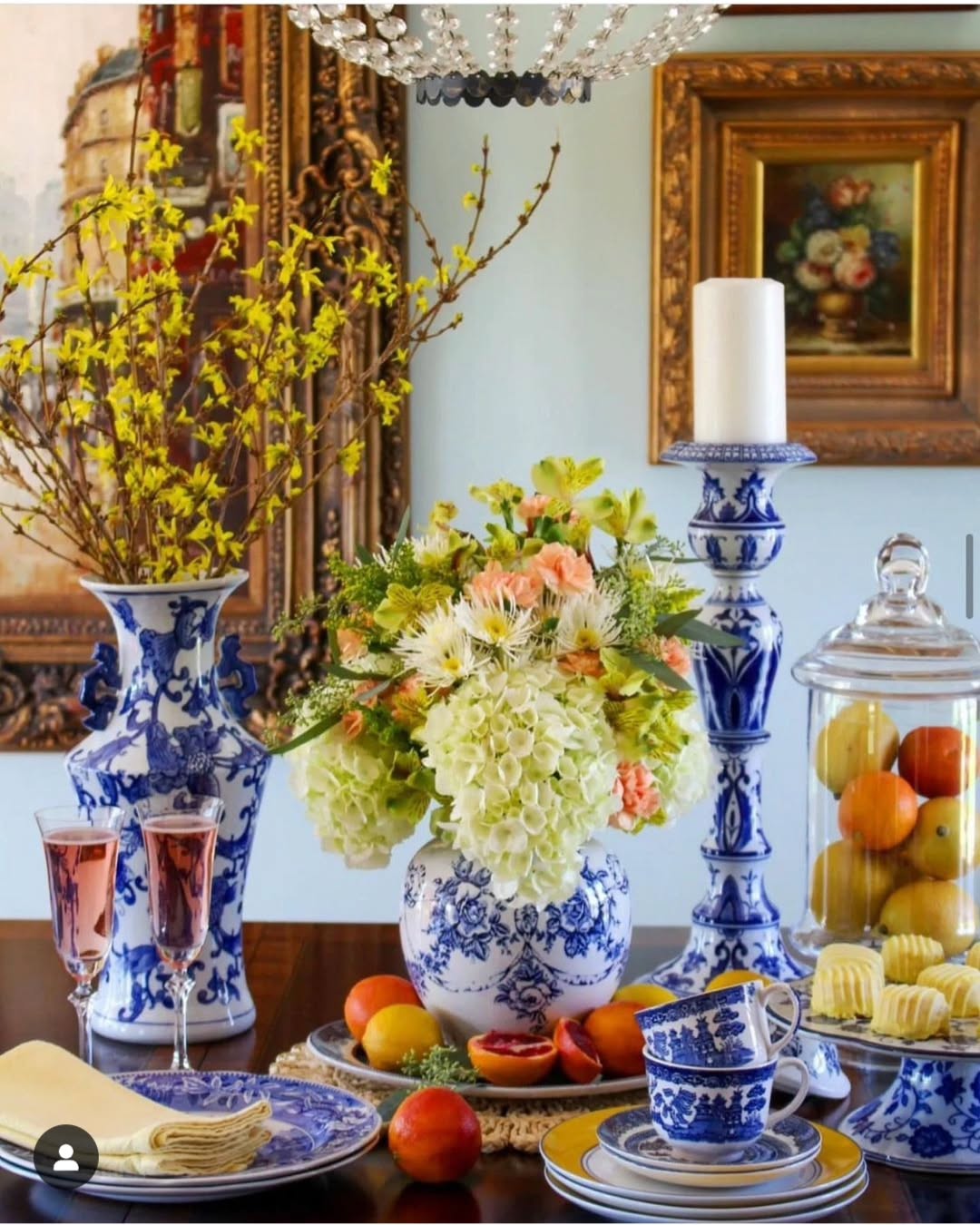 Blue and White Delight: A Spring Centerpiece