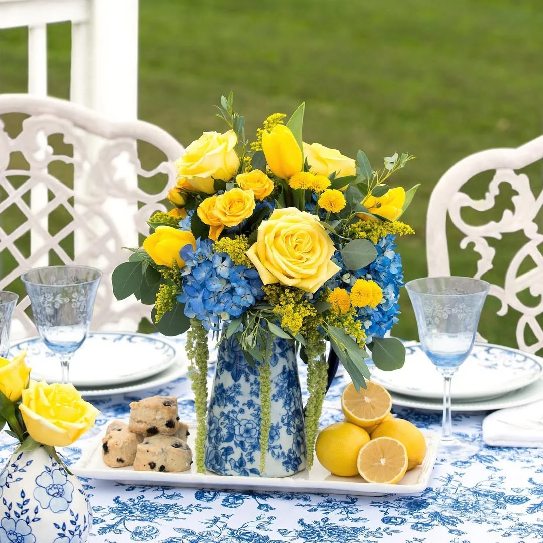 Sunshine &amp; Blue Toile Tablescape