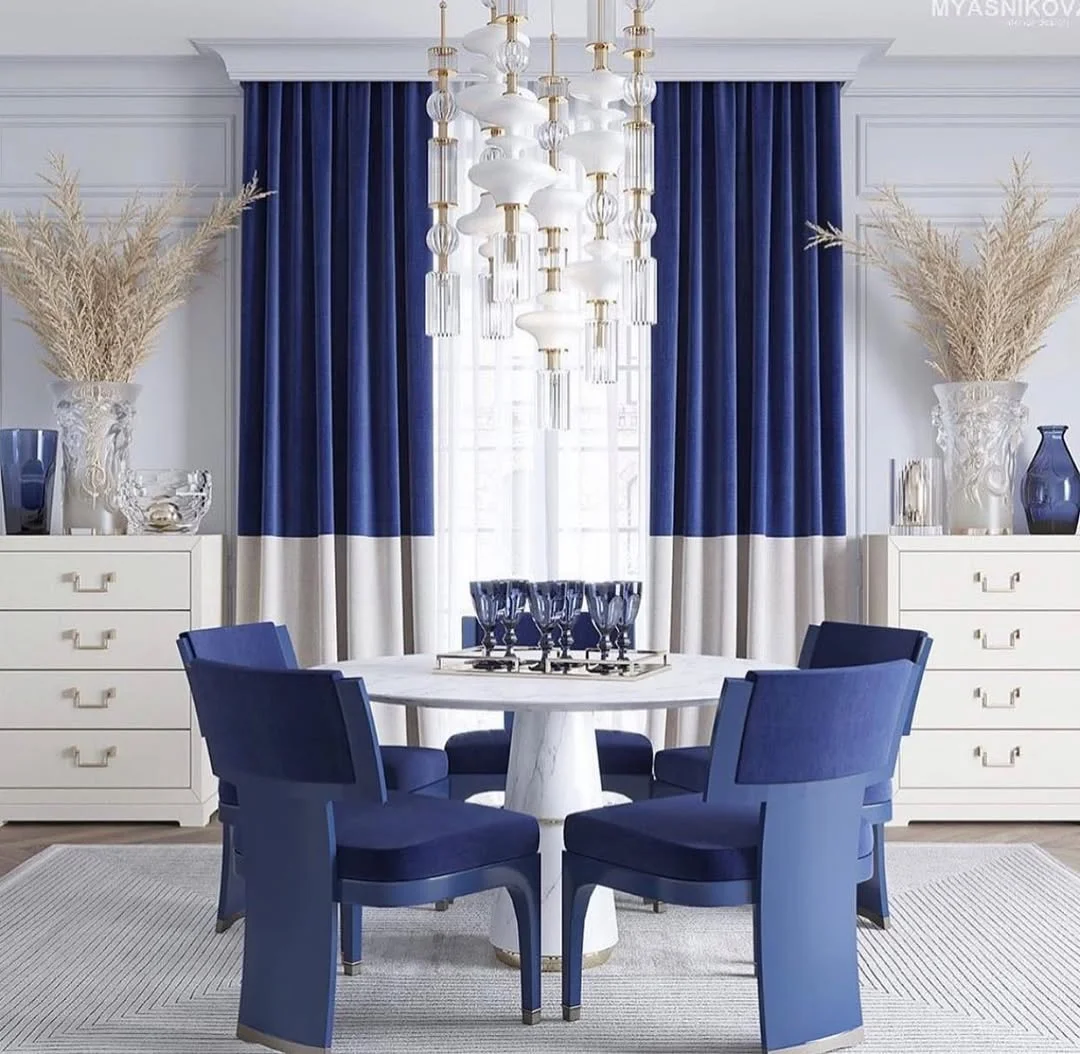 Modern Blue &amp; White Dining Room Serenity