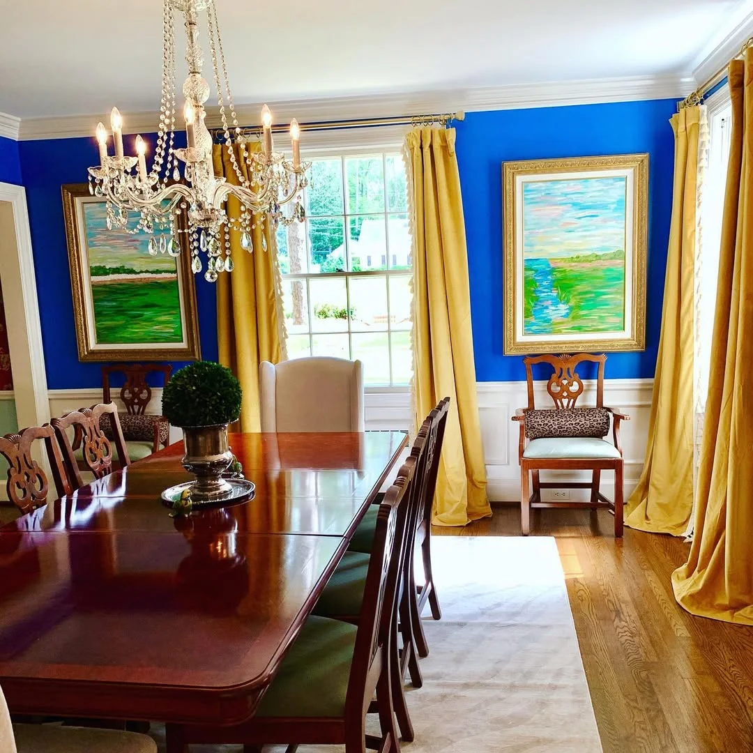 Bold Blue &amp; Gold Dining Room