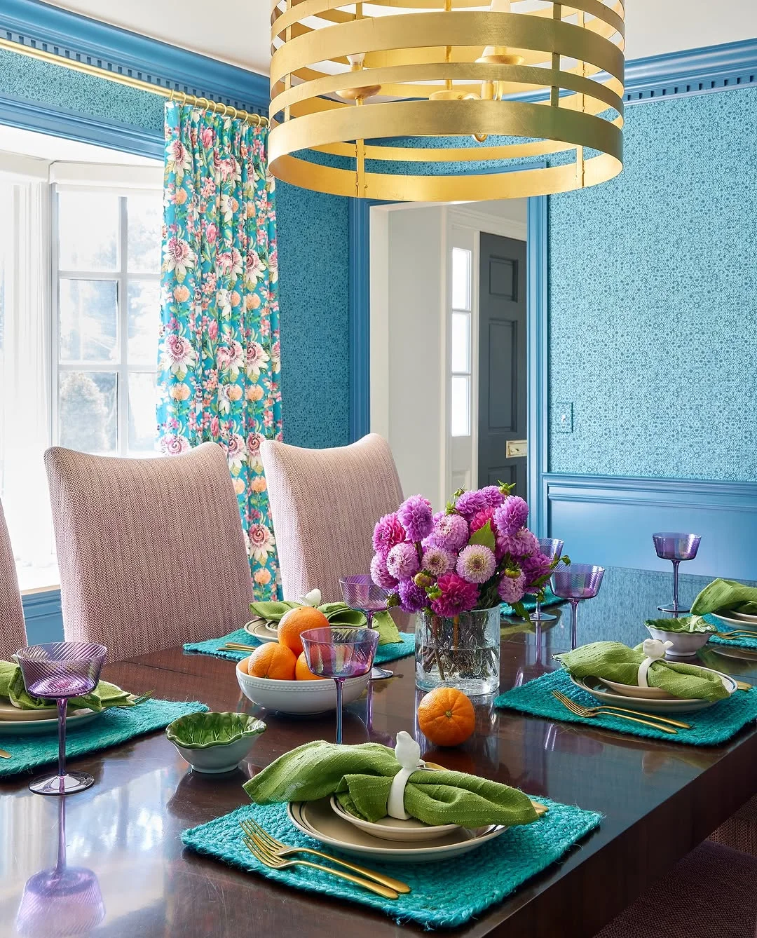 Vibrant Turquoise Dining Room