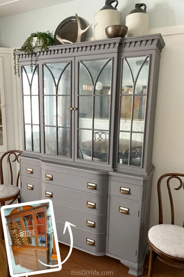 DIY Apothecary Cabinet Inspired Old Hutch Makeover