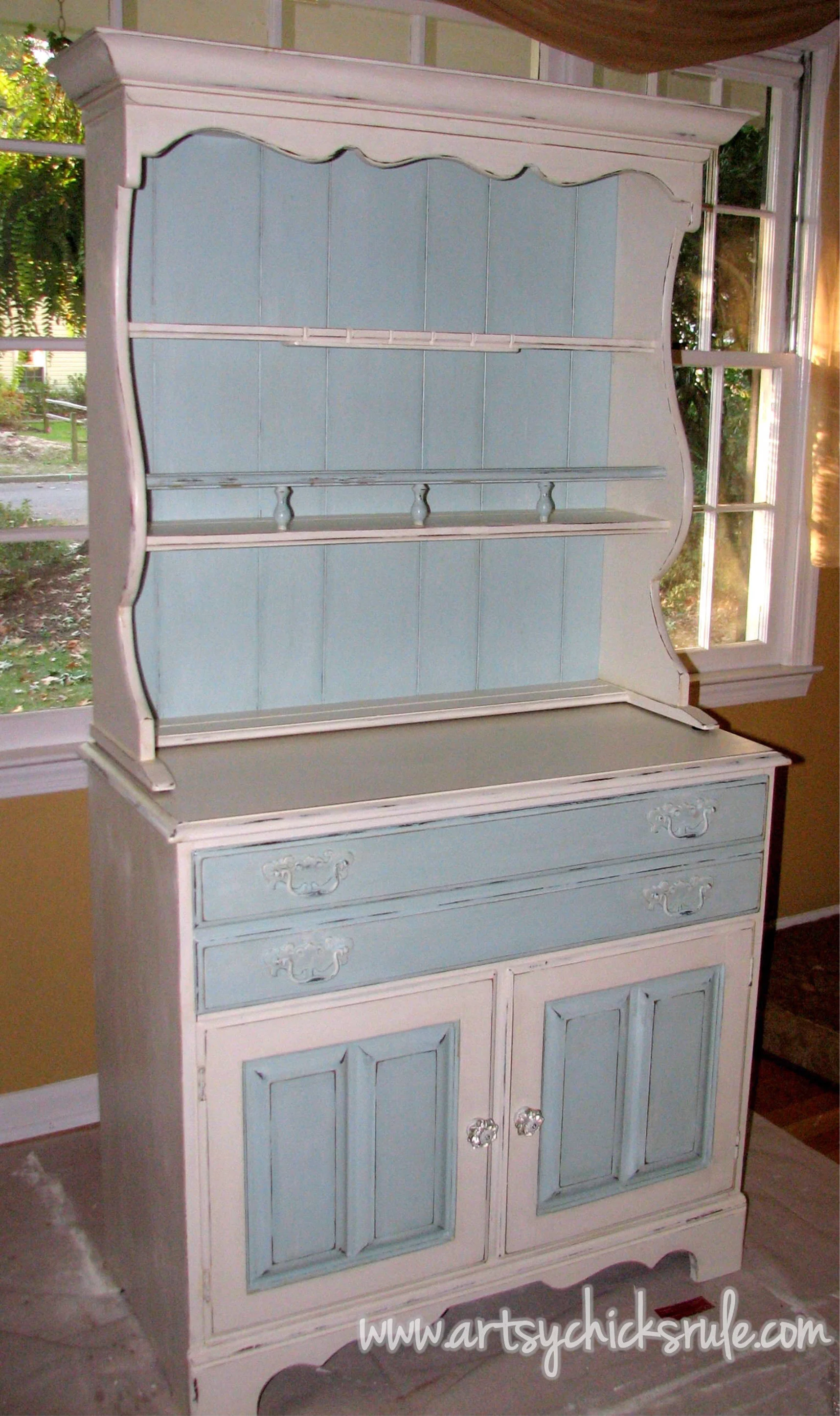 Dated 70’s Hutch – Transformed into a Coastal Shabby Treasure