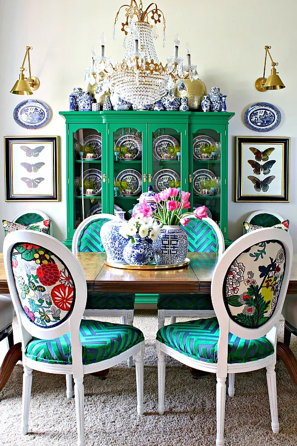 Green China Cabinet Makeover