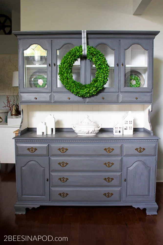 Gray Painted Hutch Makeover