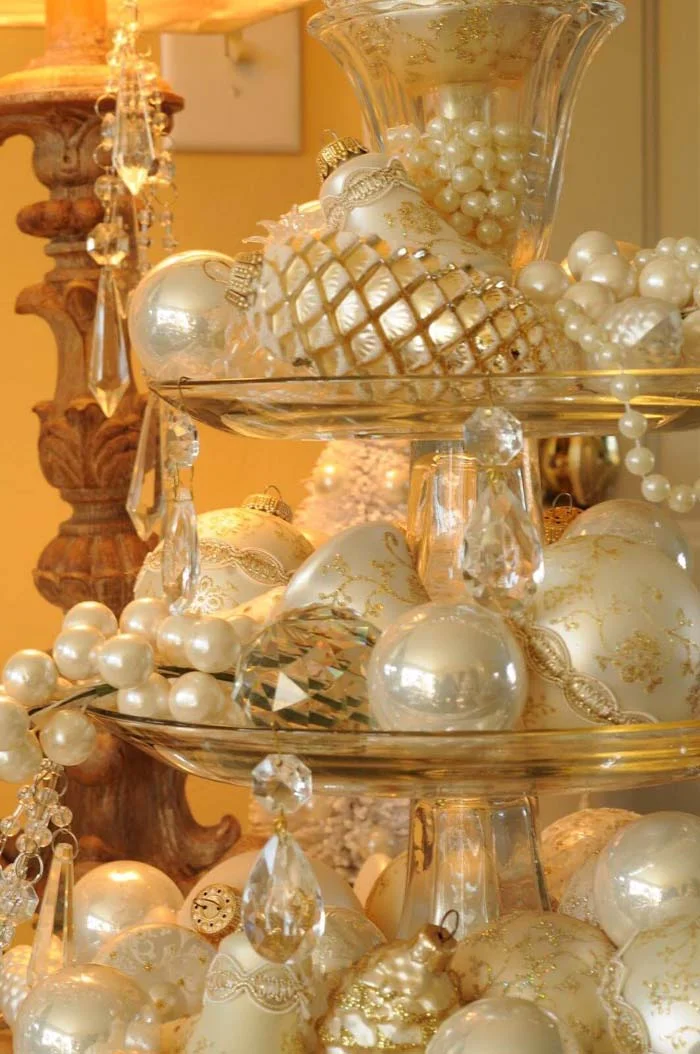 Go Glam with a Glittery Christmas Cake Stand Display