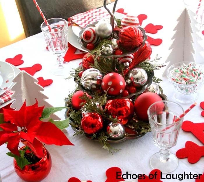 A Sparkling Centerpiece with Red, Green, and a Dash of Silver