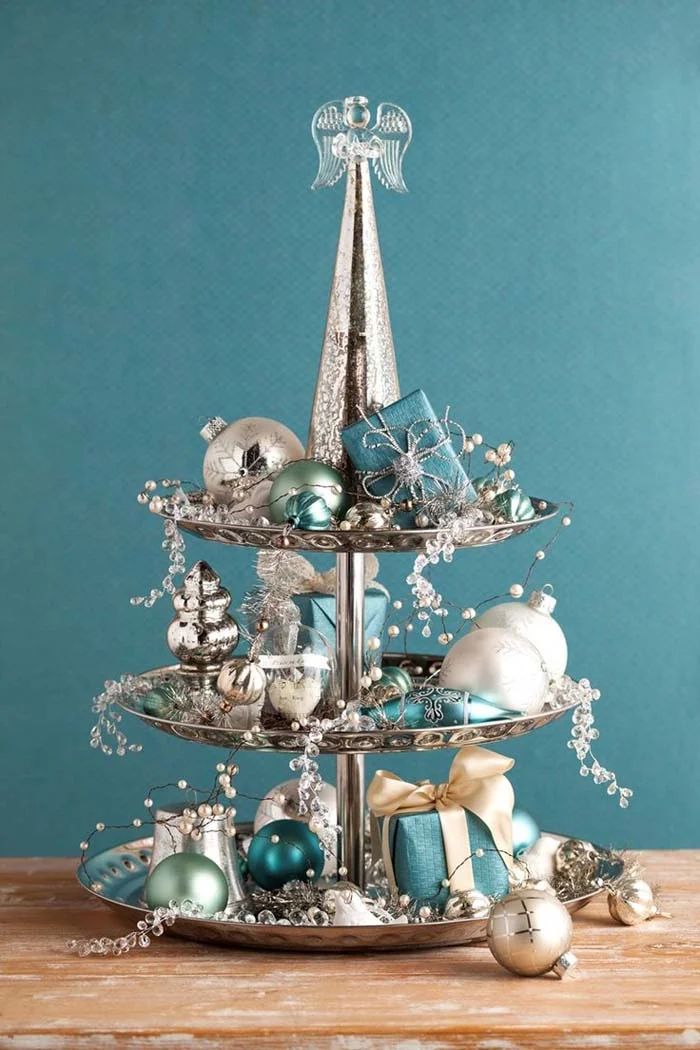 Show Off Heirloom Ornaments on a Silver Cake Stand