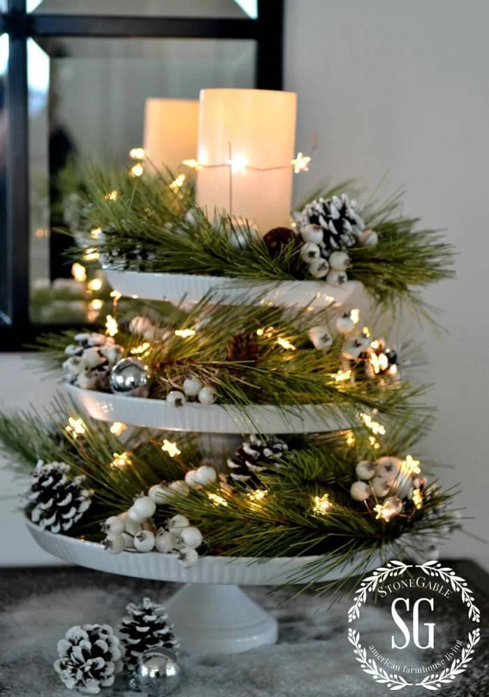 Create a Timeless Cake Stand Display with Pine and Stars