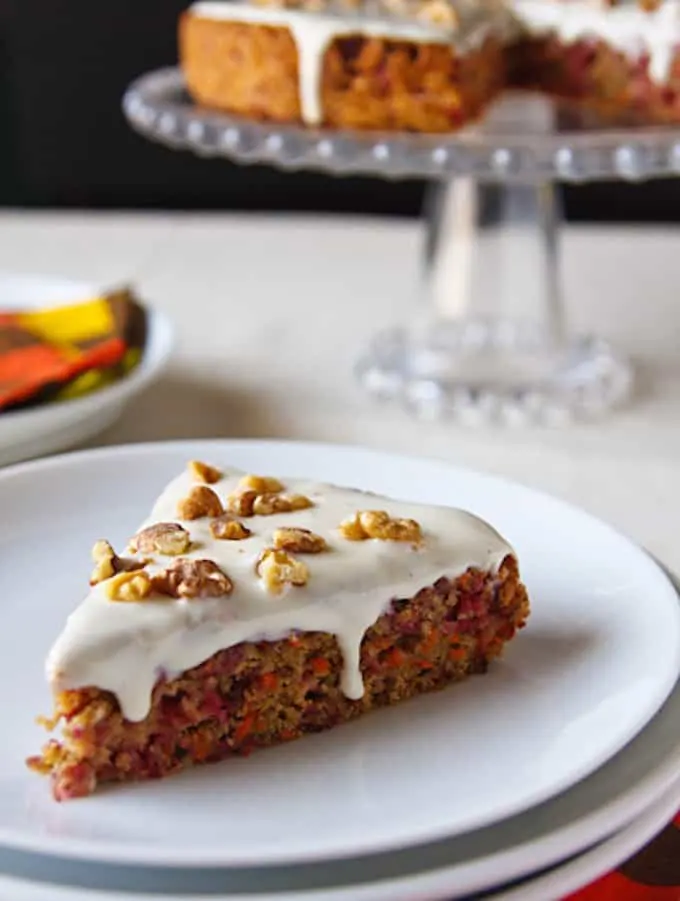 Cranberry Carrot Cake with Maple-Cream Cheese Frosting