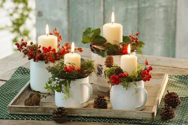 Christmas Candles in Cup