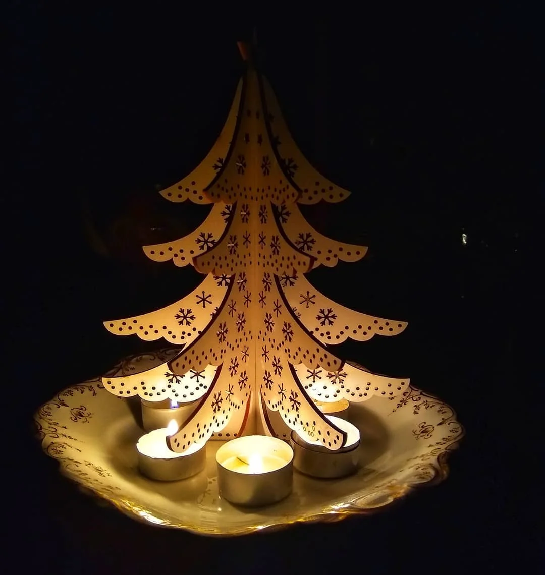 Christmas Candles with Cardboard Tree