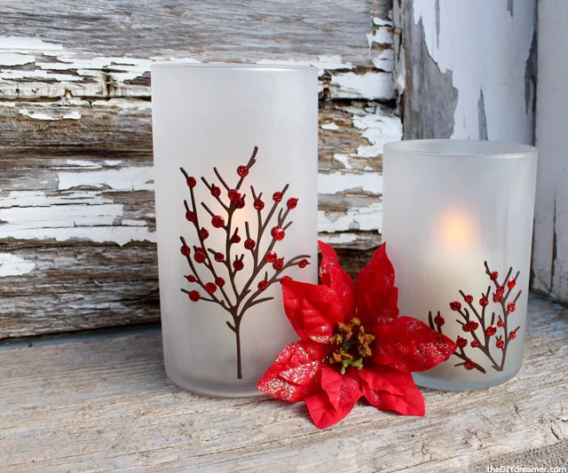 Etched Glass Christmas Candles