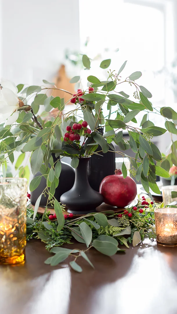 Pomegranate and Floral Christmas Centerpiece