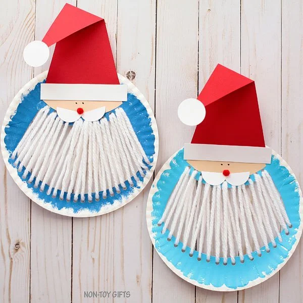 Paperplates And Yarn Santa Craft