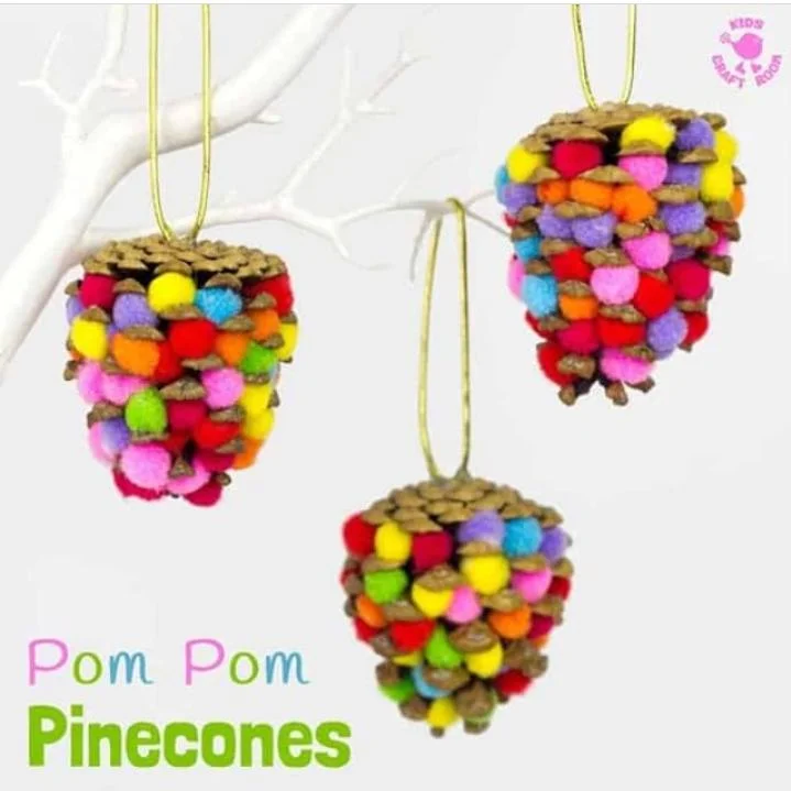 DIY Pom Pom Pinecones