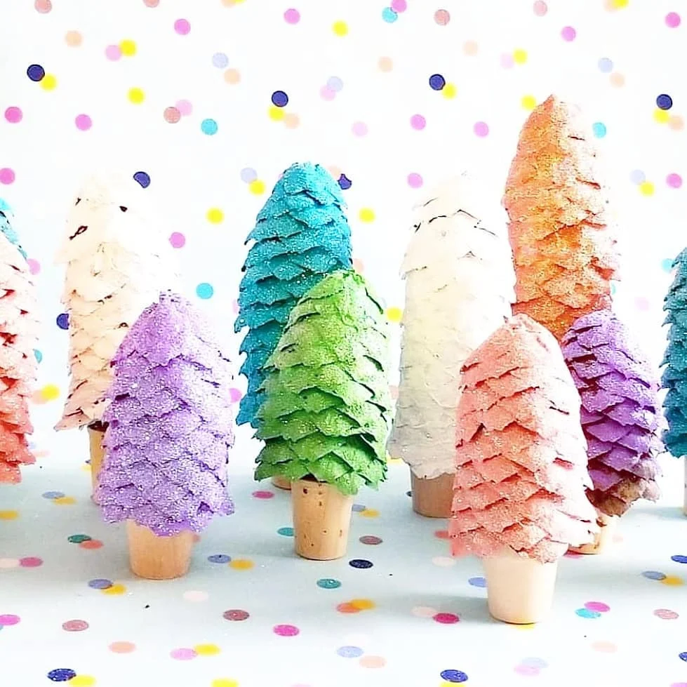 Shimmery Pine Cone Trees