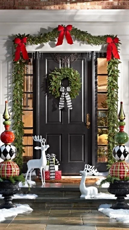 Bring Christmas Cheer with Elegant Deer Porch Decor