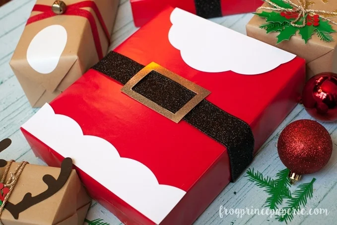 Christmas Gift Wrapping with Santa Suit