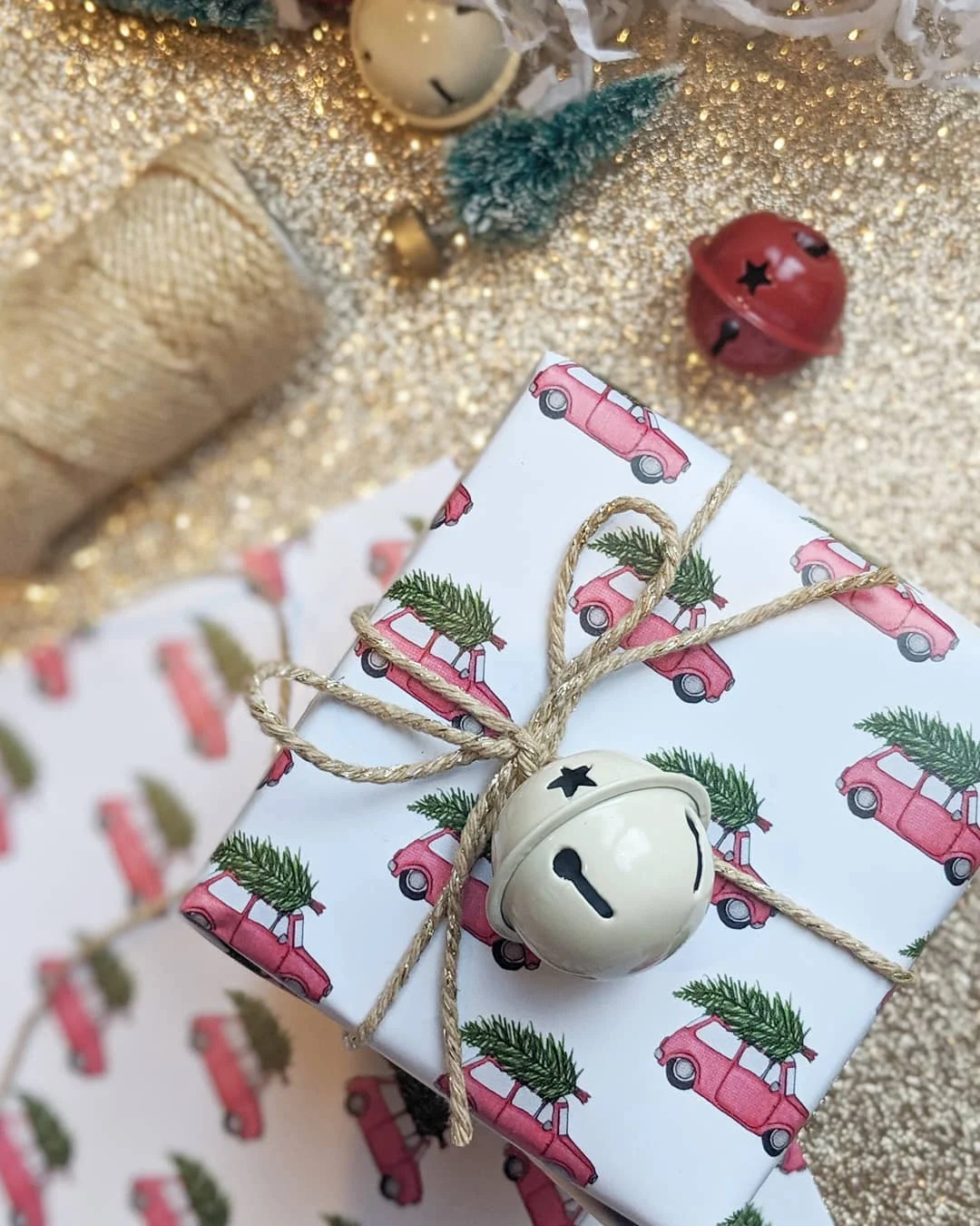 Christmas Gift Wrapping with Ornaments