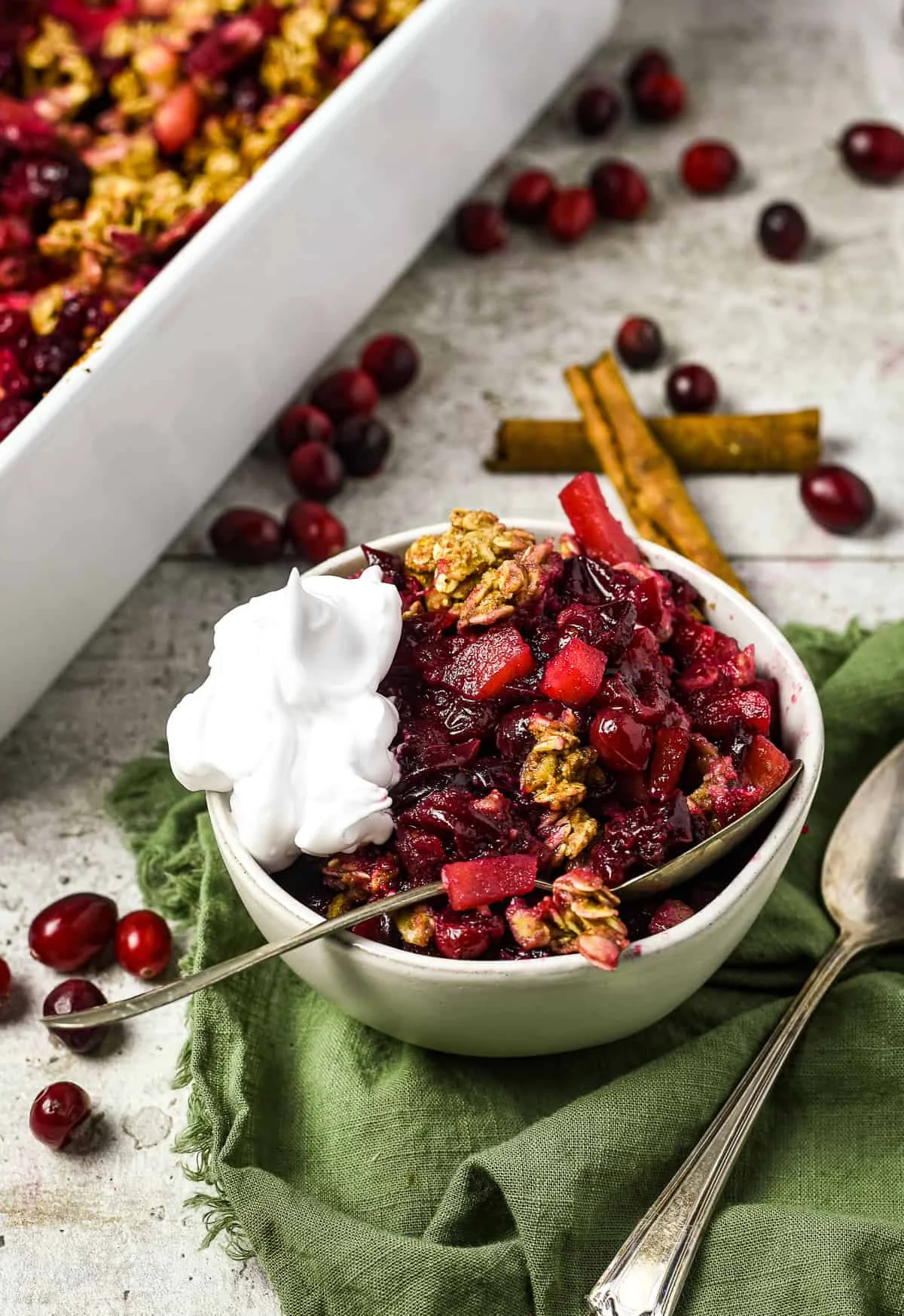 Leftover Cranberry Sauce and Apple Crisp