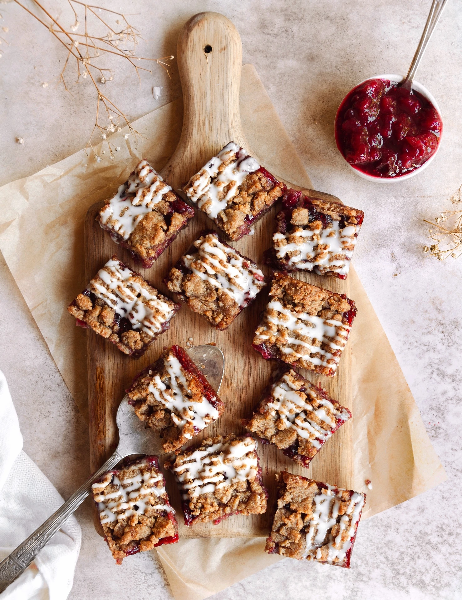 Leftover Cranberry Sauce Bars