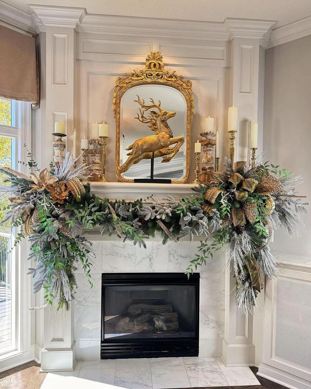 Christmas Mantel with Garland